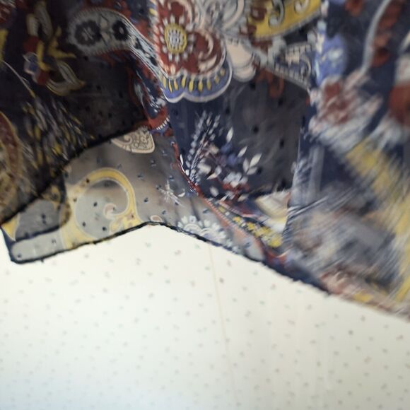 Style & Co Peasant Top XL Sheer Swiss Dot Paisley Blue Career Bell Sleeves Flowy - Picture 7 of 16